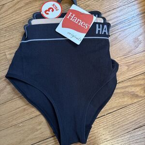 Hanes Originals Women's Seamless Rib Hi-Leg Bikini Underwear Small NWT